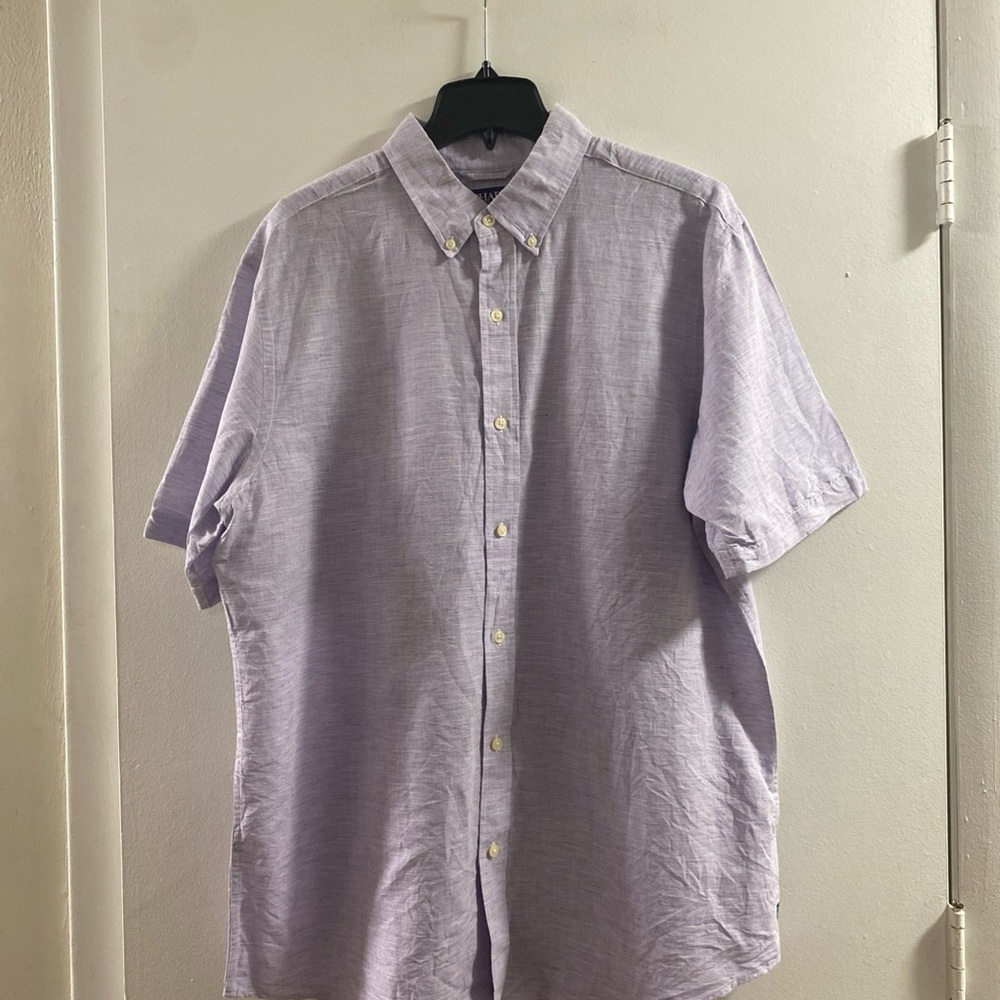 Chaps Light Lavender Short-Sleeve Button-Down Shirt